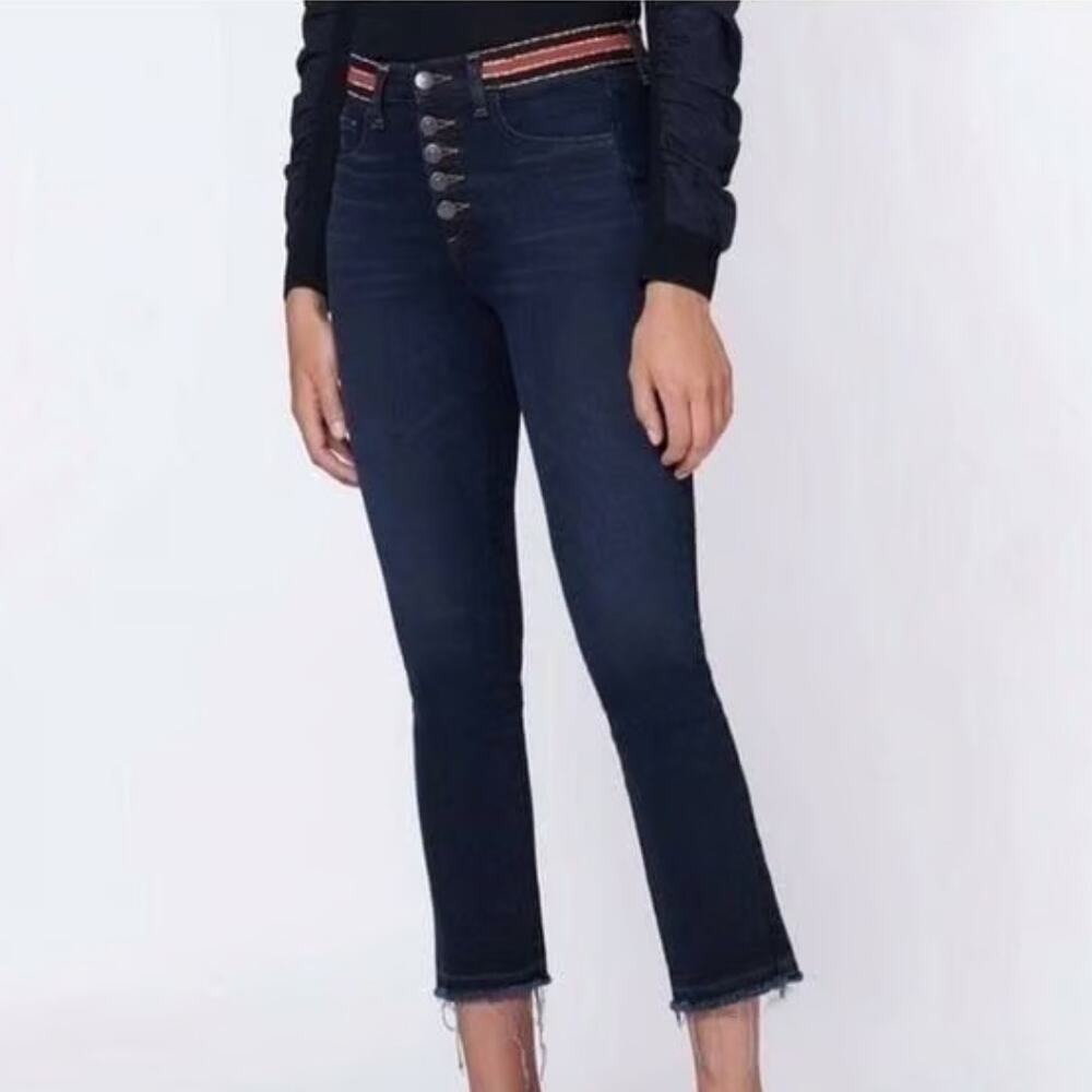 Veronica Beard Carolyn 10" Baby Bootcut Jeans Dark Wash Blue Cropped Size 26